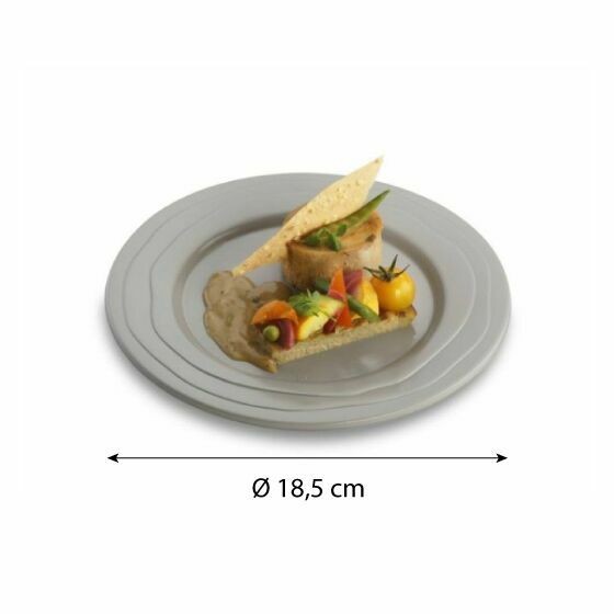 Assiette ronde plastique taupe Platipack Ø 18,5 cm - par 20 Assiette ronde plastique taupe Platipack Ø 18,5 cm - par 20