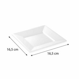 Assiette carrée plastique réutilisable blanche 16,5 cm - par 12