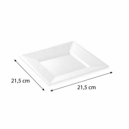 Assiette carrée plastique réutilisable blanche 21,5 cm - par 12