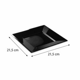 Assiette carrée plastique réutilisable noire 21,5 cm - par 12