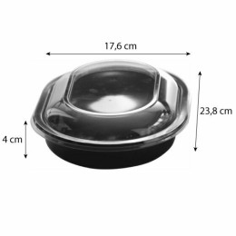Barquette plastique CPET noire avec couvercle spécial four 1000 ml - par 40