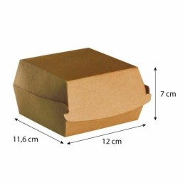 Moyenne boîte hamburger kraft brun 12 x 11,6 x 7 cm - par 100