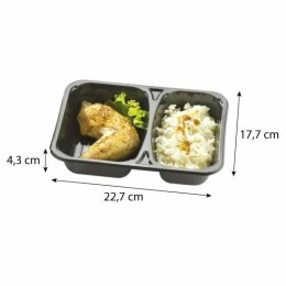 Barquette plastique CPET 2 compartiment noire scellable 1050 ml - par 320