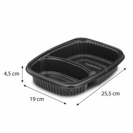 Barquette plastique noire 2 compartiments Cookipack 1250 ml - par 320