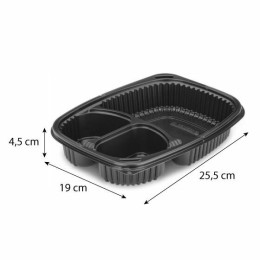 Barquette plastique noire 3 compartiments Cookipack 1250 ml - par 320