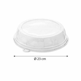 Couvercle plastique transparent pour assiette ronde en bagasse Ø 23 cm - par 126