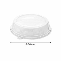 Couvercle plastique transparent pour assiette ronde en bagasse Ø 26 cm - par 126