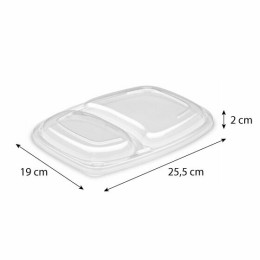 Couvercle plastique transparent pour barquette plastique noire 2 compartiments Cookipack 1250 ml - par 320