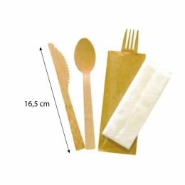 Kit couverts jetable bambou 4 en 1 - par 100