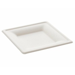 Assiette carrée en pulpe de canne 15 x 15 cm - par 50