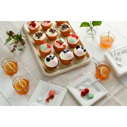 Assiette carrée en pulpe de canne 15 x 15 cm - par 50