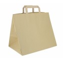 Sac papier kraft brun traiteur à poignées plates 32 + 21 x 26 cm - par 250