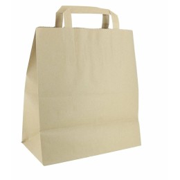 Sac papier kraft brun à poignées plates 26 + 14 x 29 cm - par 250