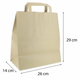 Sac papier kraft brun à poignées plates 26 + 14 x 29 cm - par 250