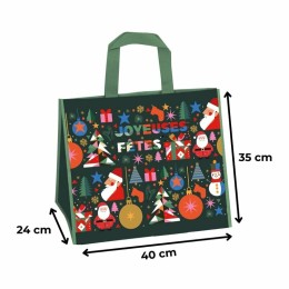 Sac réutilisable polypropylène tissé "Noël" 40 x 12 + 12 x 35 cm - par 100