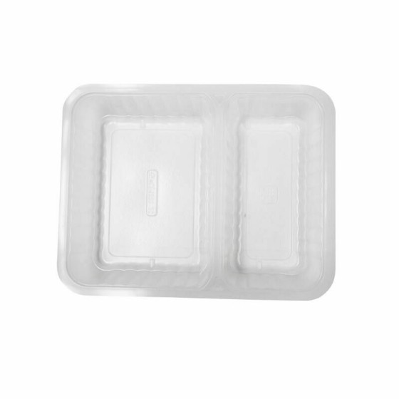 Barquette plastique transparente 2 compartiments scellable Alphacel 1380 ml - par 420 Barquette plastique transparente 2 compartiments scellable Alphacel 1380 ml - par 420