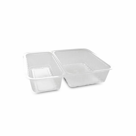 Barquette plastique transparente 2 compartiments scellable Alphacel 1380 ml - par 420 Barquette plastique transparente 2 compartiments scellable Alphacel 1380 ml - par 420
