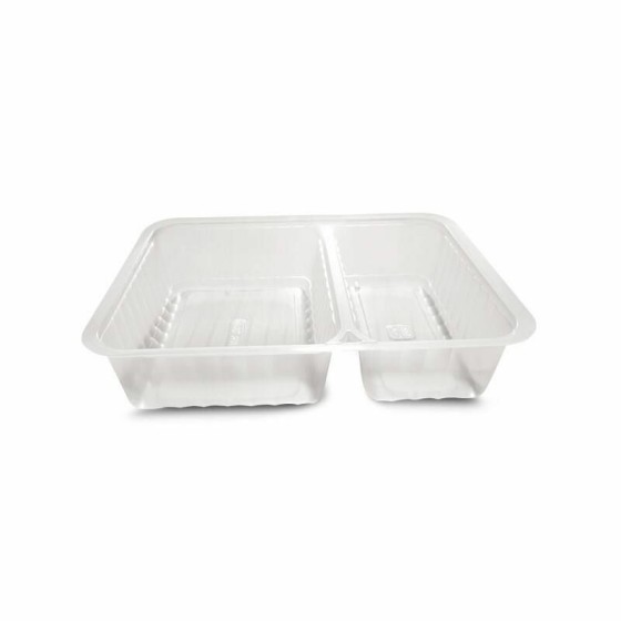 Barquette plastique transparente 2 compartiments scellable Alphacel 1380 ml - par 420 Barquette plastique transparente 2 compartiments scellable Alphacel 1380 ml - par 420