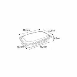 Barquette plastique transparente avec couvercle Ondipack 1500 ml - par 20