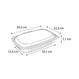 Barquette plastique transparente avec couvercle Ondipack 2500 ml - par 15