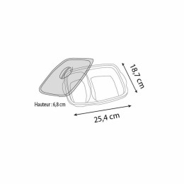 Barquette plastique 2 compartiments noire Marmipack 900 ml avec couvercle indépendant - par 200