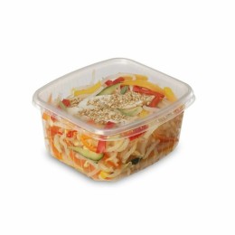 Barquette plastique transparente haute avec couvercle Pack Chaleur 600 ml - par 500