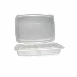 Barquette plastique transparente 2 compartiments avec couvercle Ondipack 1400 ml - par 100
