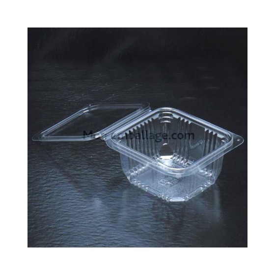 Barquette plastique transparente Optipack à couvercle 370 ml - par 600