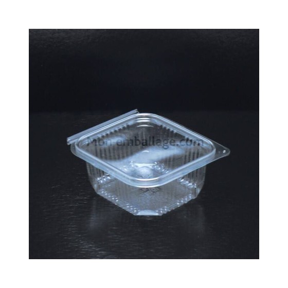 Barquette plastique transparente Optipack à couvercle 500 ml - par 600