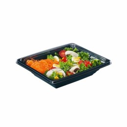 Barquette salade Pyramipack noire 500 ml avec couvercle indépendant - par 240
