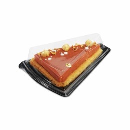 Part de tarte triangle fond noir  avec couvercle transparent - par 720