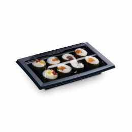 Boîte noire pour sushi QUADRIPACK 17 x 10,5 cm  avec couvercle - par 25