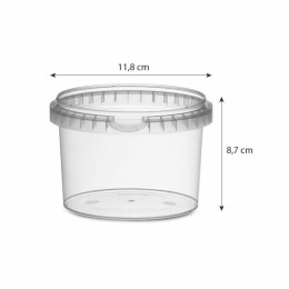 Pot plastique transparent rond avec fermeture de sécurité 565 ml - par 250