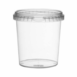 Pot plastique transparent rond avec fermeture de sécurité 870 ml - par 250