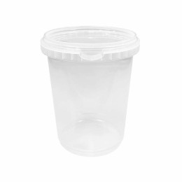 Pot plastique transparent avec couvercle 1 litre - par 200