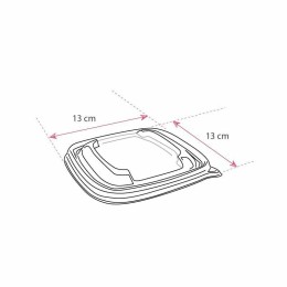 Couvercle plastique transparent pour saladier carré en pulpe de canne 500 ml - par 50