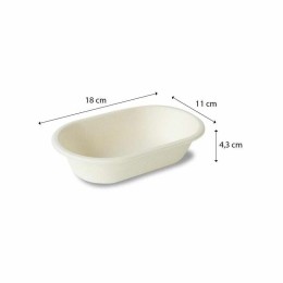Barquette ovale 320 ml en bagasse 18 x 11 x 4,3 cm - par 50