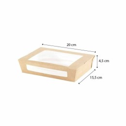 Barquette kraft brun 1200 ml avec fenêtre PLA - par 200