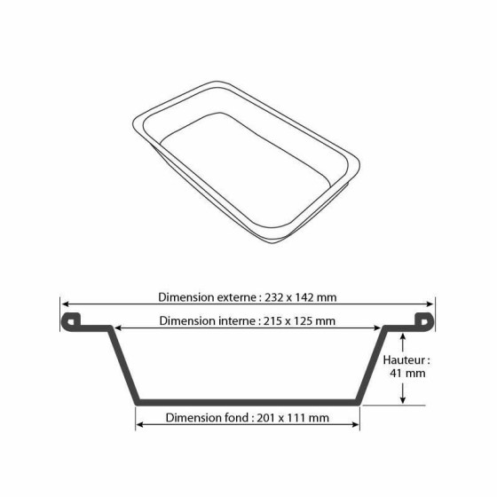 Plat rectangulaire spécial four pour tous les métiers de bouche