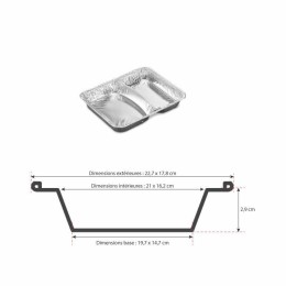 Barquette aluminium 2 compartiments 725 ml (PC2) - par 100