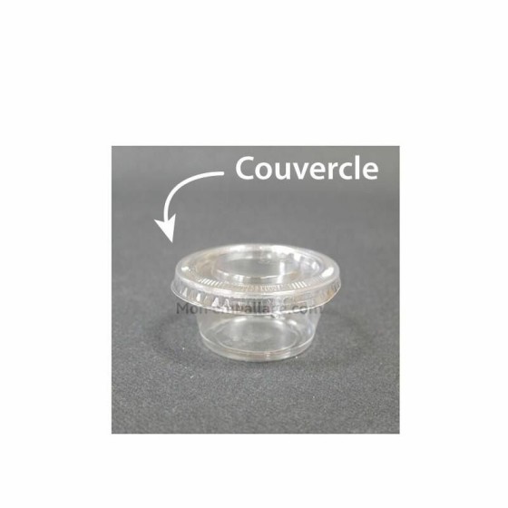 Pot à sauce en plastique transparent 60 ml avec couvercle intégré - carton  de 1000 unités