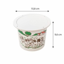 Pot plastique blanc avec couvercle "Crème fraîche" 500 ml - par 250