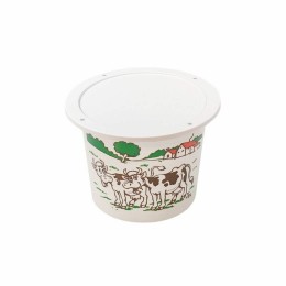 Pot plastique PP blanc "crème fraîche" avec couvercle 250 ml - par 250
