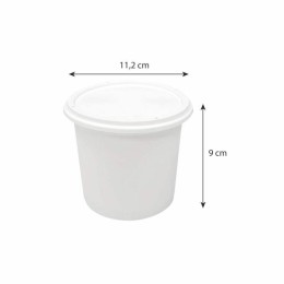 Pot plastique PP blanc avec couvercle 500 ml - par 250