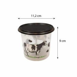 Pot plastique transparent avec couvercle noir "Produits laitiers" 500 ml - par 250