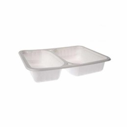 Barquette plastique blanche 2 compartiments 22,7 x 17,7 x 4,5 cm - par 100