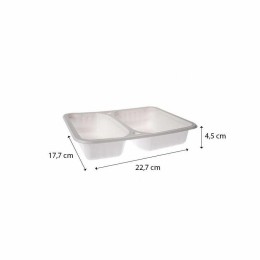 Barquette plastique blanche 2 compartiments 22,7 x 17,7 x 4,5 cm - par 100