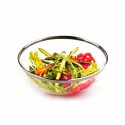 Grand saladier plastique transparent 27 cm avec bord argent - par 4