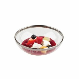 Petit saladier plastique transparent 14 cm avec bord argent - par 8