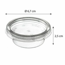Pot à sauce plastique transparent avec couvercle 30 ml - par 60